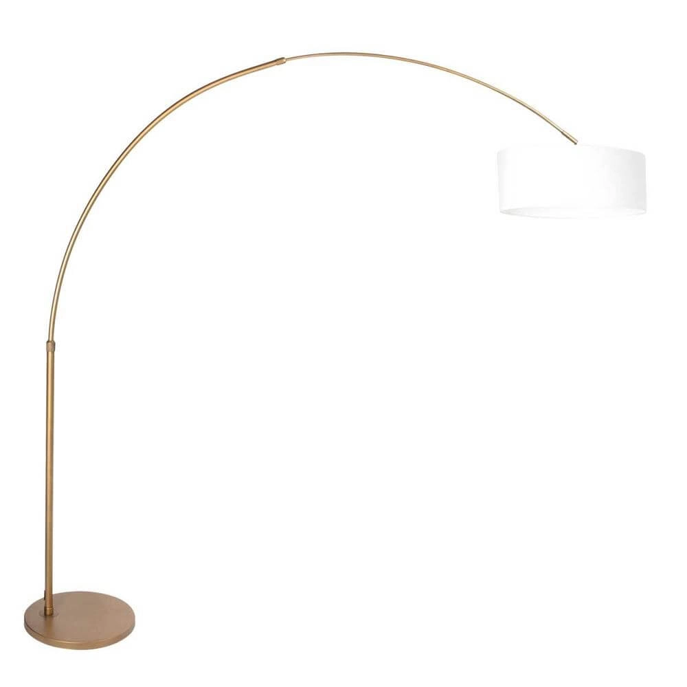 Bogenlampe Sparkled Light Bronze mit grobem weißem Schirm Ø 45cm