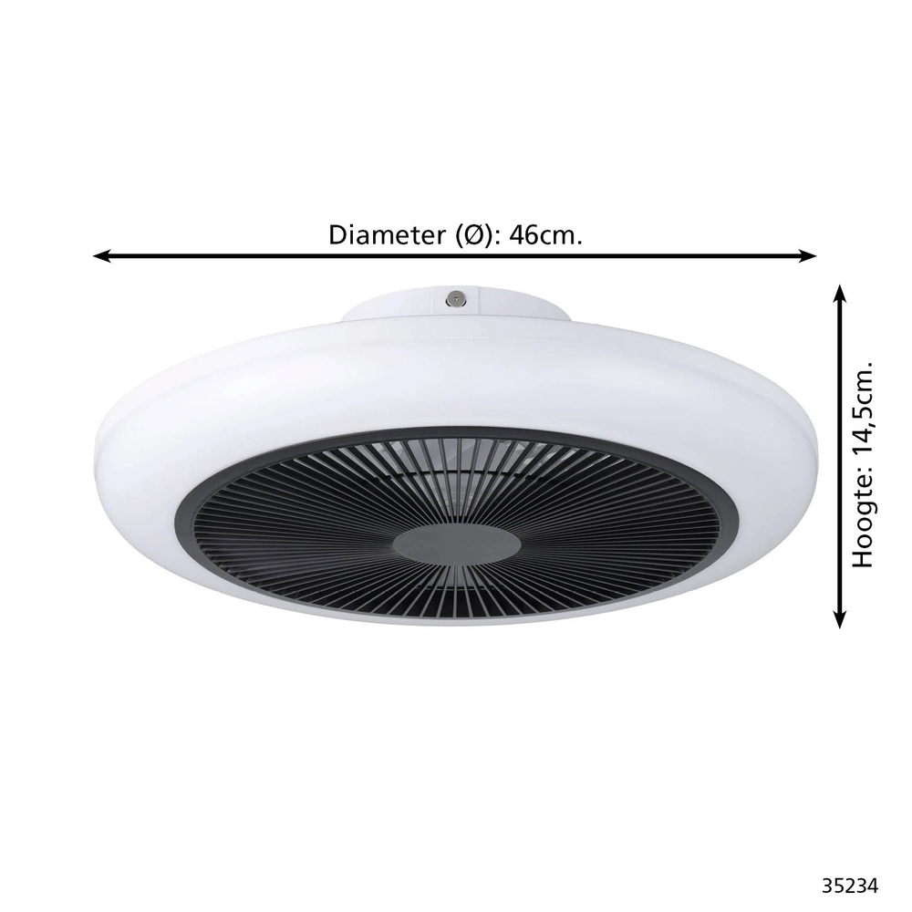 Deckenventilator Sayulita weiß mit schwarz Ø 46cm Eglo 9002759352349