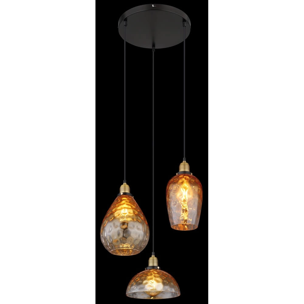 3-flammige Pendelleuchte rund Salvy Braunglas-Wabe Globo 9007371454440
