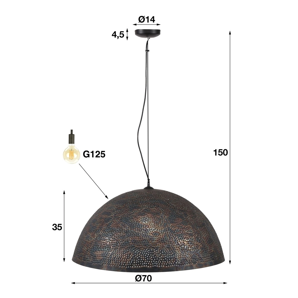 XXL Industrie-Pendellampe Punch Ø 70 cm Lyora 8716803512856