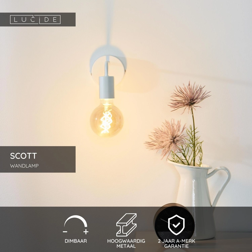 Weiße Wandlampe Scott Konstruktion Lucide 5411212450661