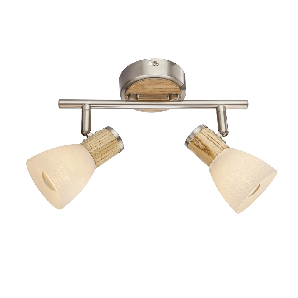 Deckenlampe Gylfi Nickel mit Holz-2-Lampen