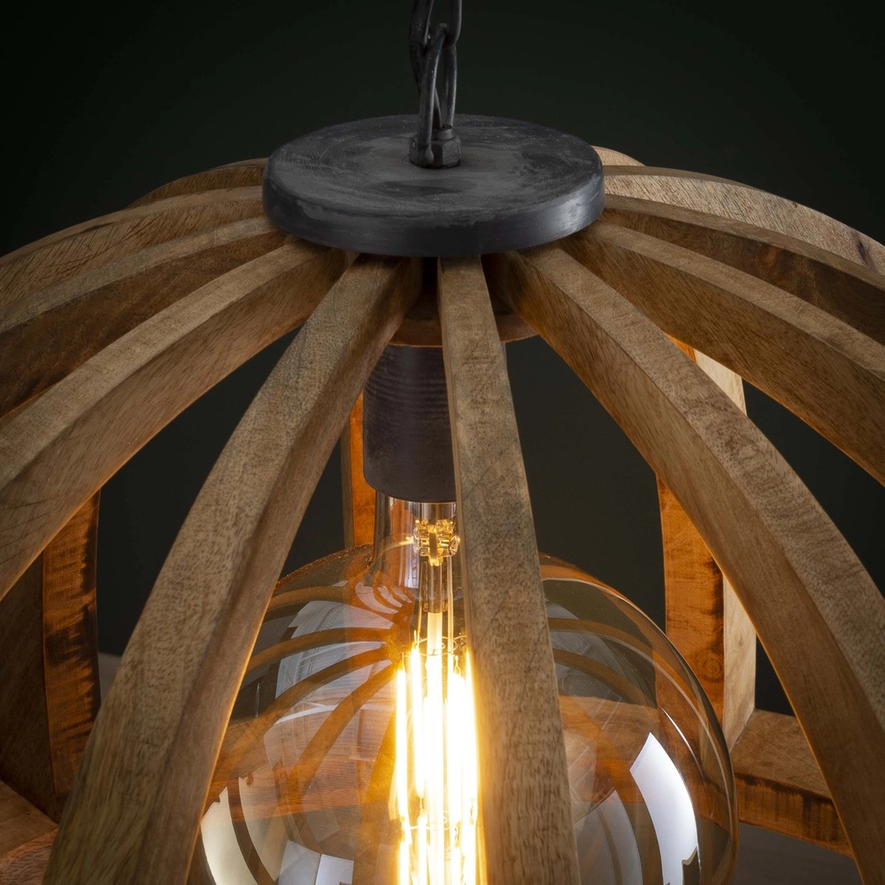 Holz-Esstisch-Pendellampe Orba Ø 60cm - E27 Lyora 8716803513211