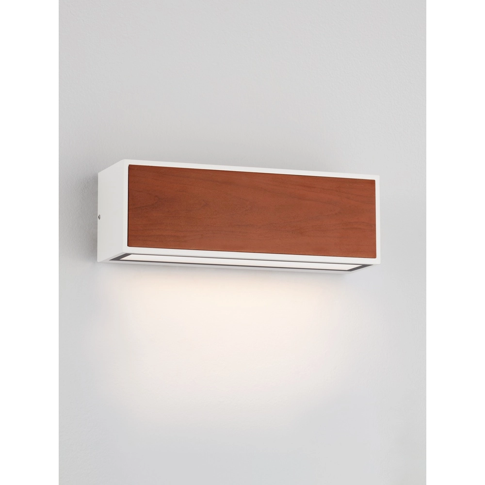 Solar-Wandleuchte Brown weiß mit Holz Lyora 5212017449467