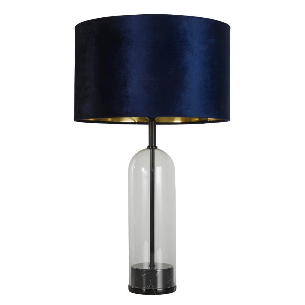 Einzigartige Tischlampe Oxford mit dunkelblauer Kapuze
