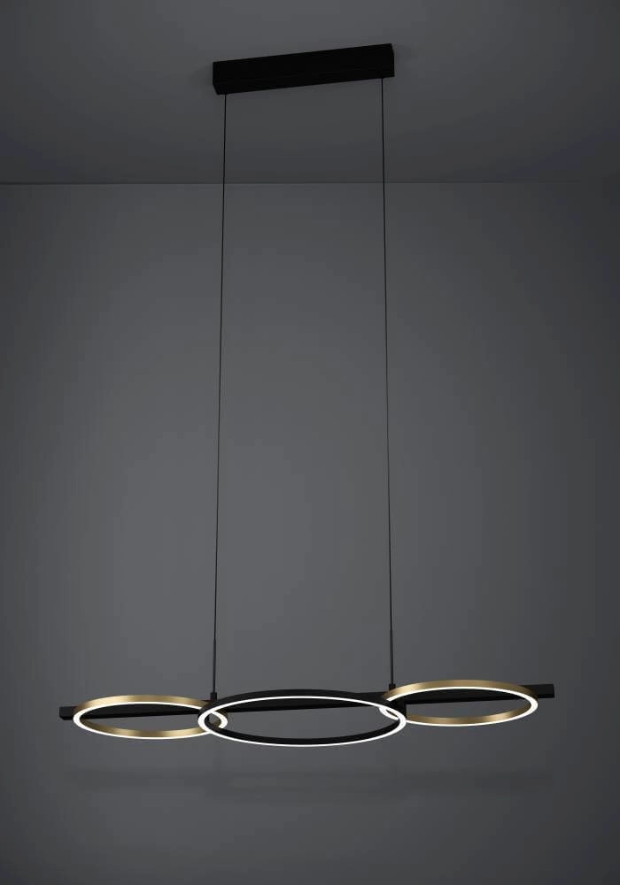Hängelampe mit Ringen Lanacera schwarz mit gold Stars of Light 9008606221417