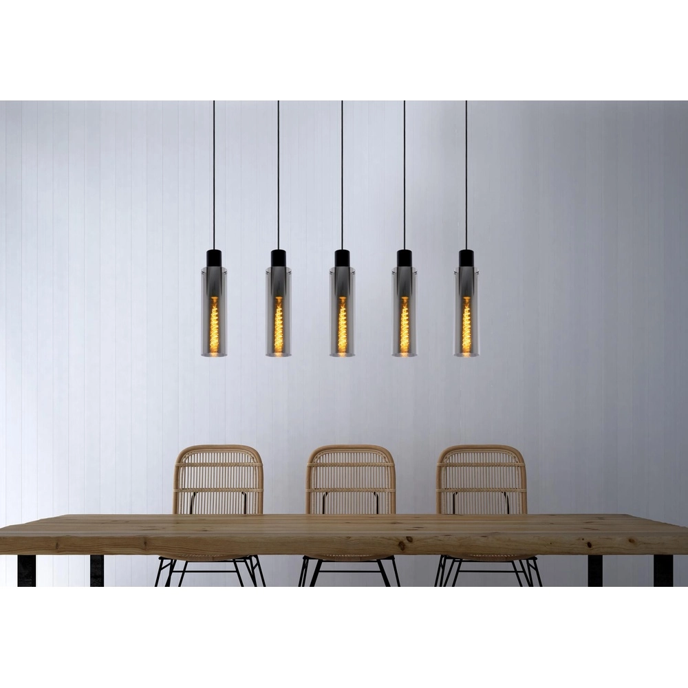 5-Licht Pendellampe Orlando Rauchglas Lucide 5411212740748