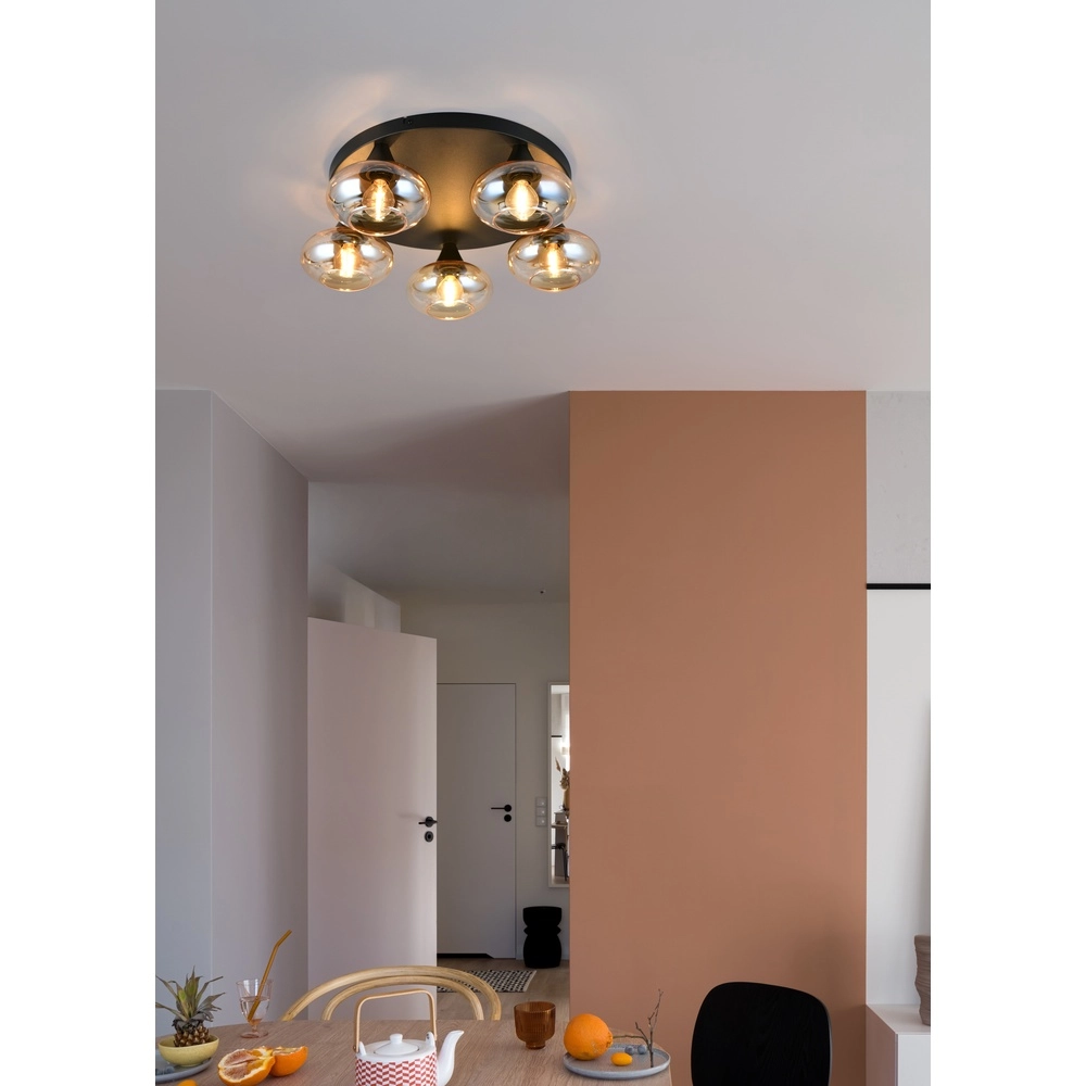 Deckenlampe Divina schwarz mit Braunglas Trio 4017807667363