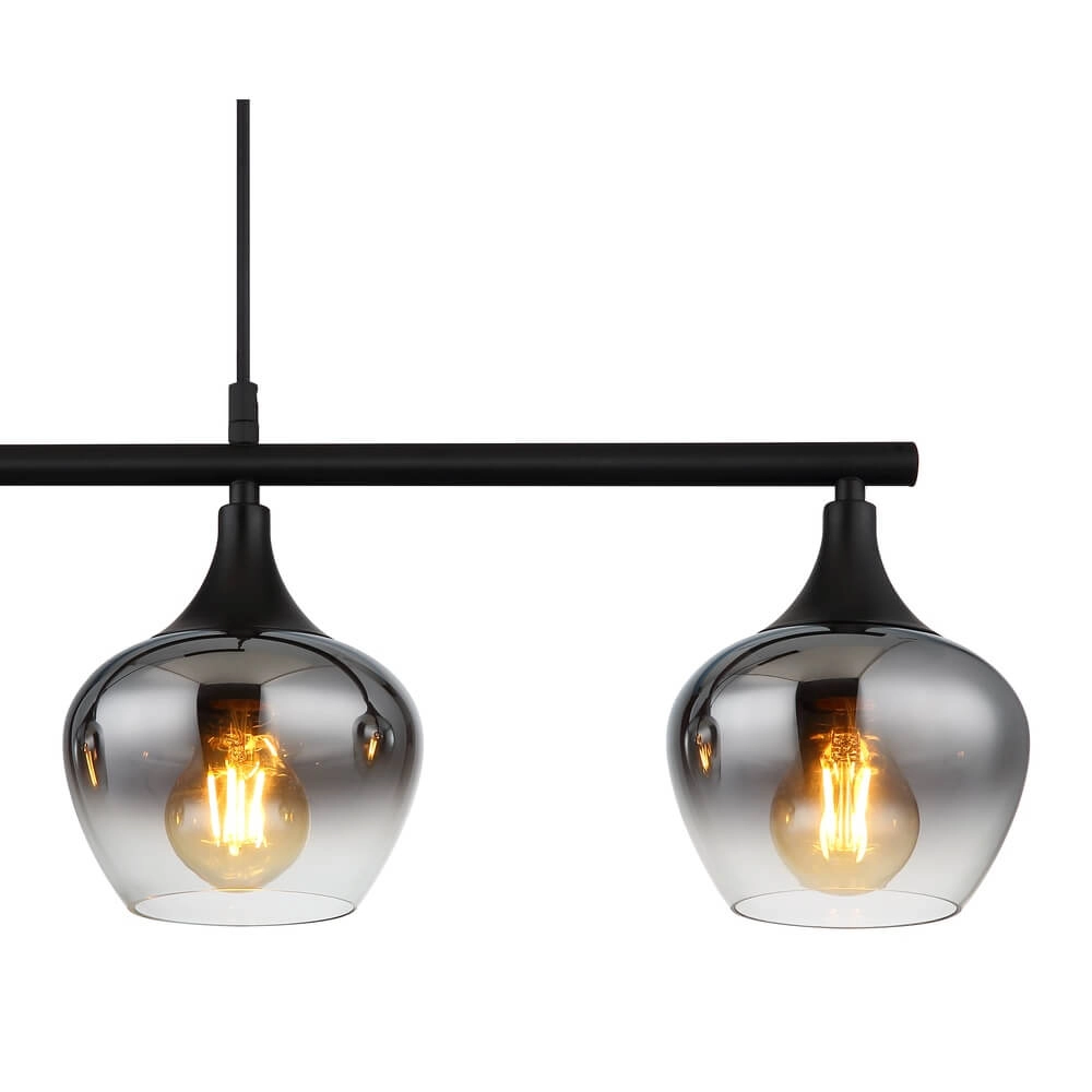 4-flammige Pendelleuchte Maxy schwarz mit Rauchglas Globo 9007371471188