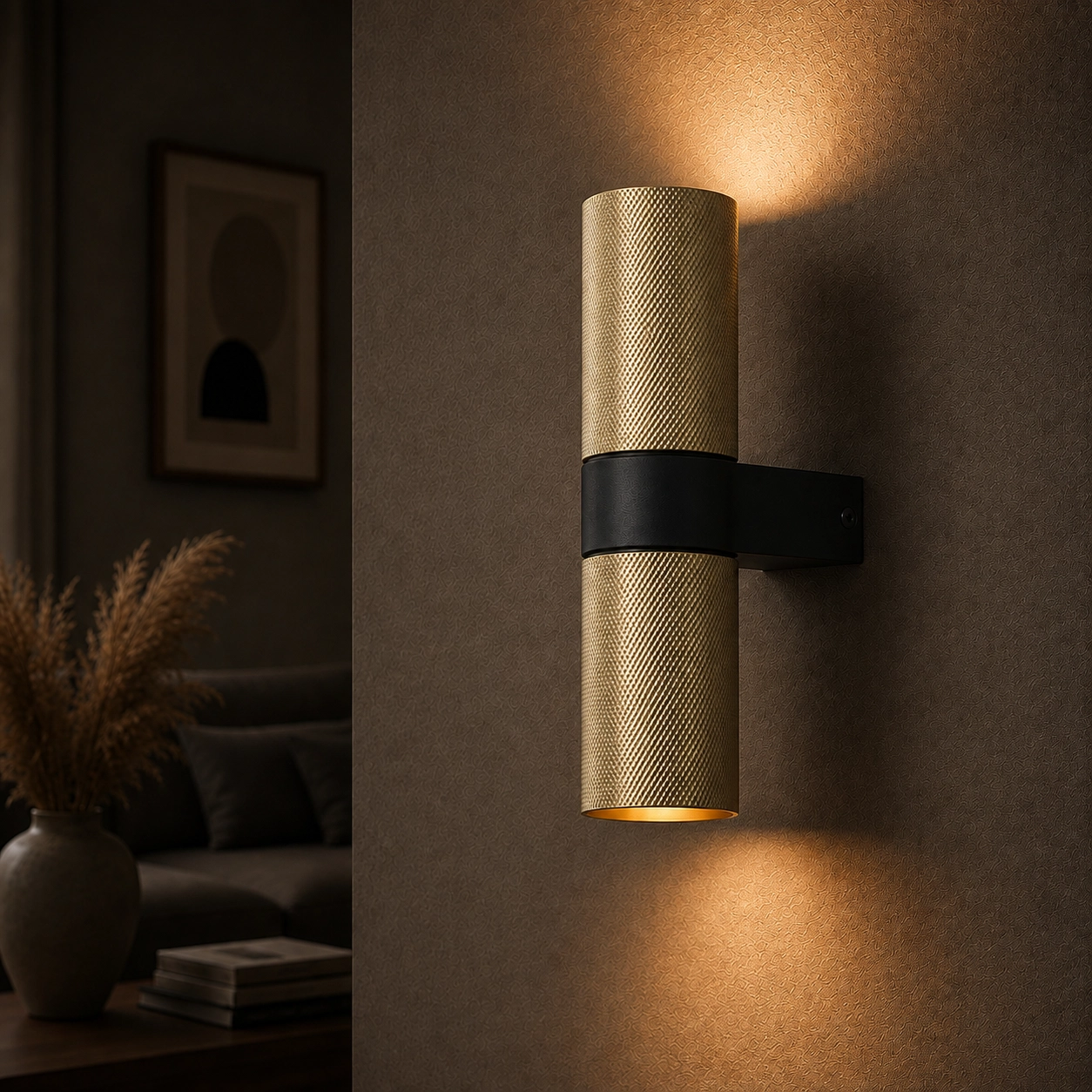 Wandfleckstruktur Grana Mattes Gold mit Schwarz