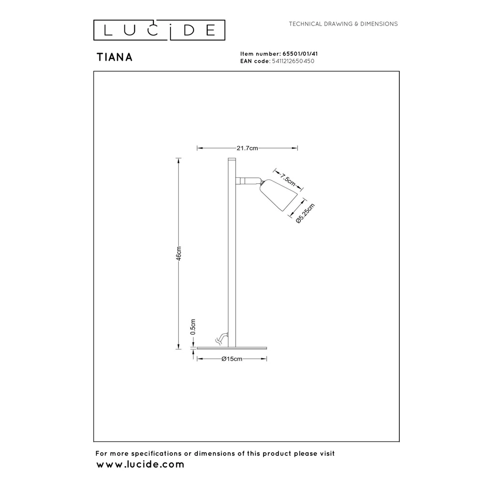 Design-Tischlampe Tiana taupe Lucide 5411212650450