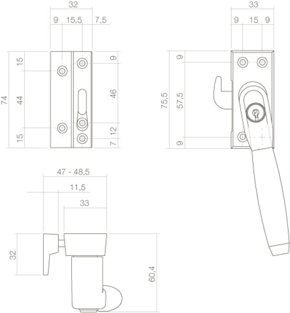 Schließen der Fenster Ton 400 Abschließbar links chrom Intersteel 8714186130896