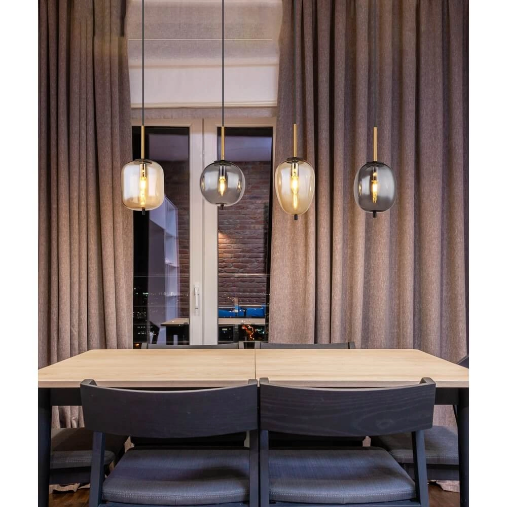 Pendelleuchte Blacky Braun- und Rauchglas 4-flammig Globo 9007371431717