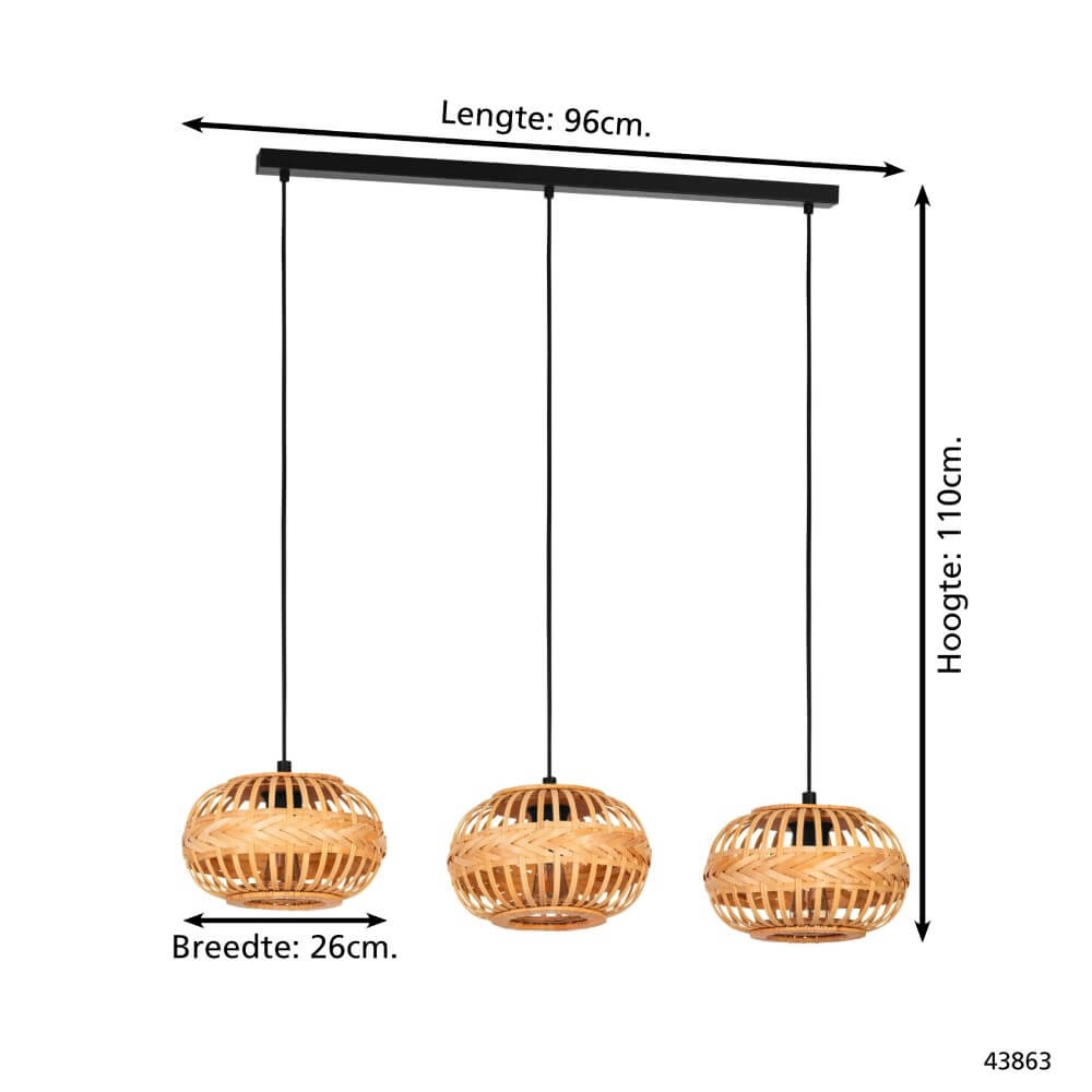 3-flammige Hängelampe aus Rattan Amsfield 1 Eglo 9002759438630