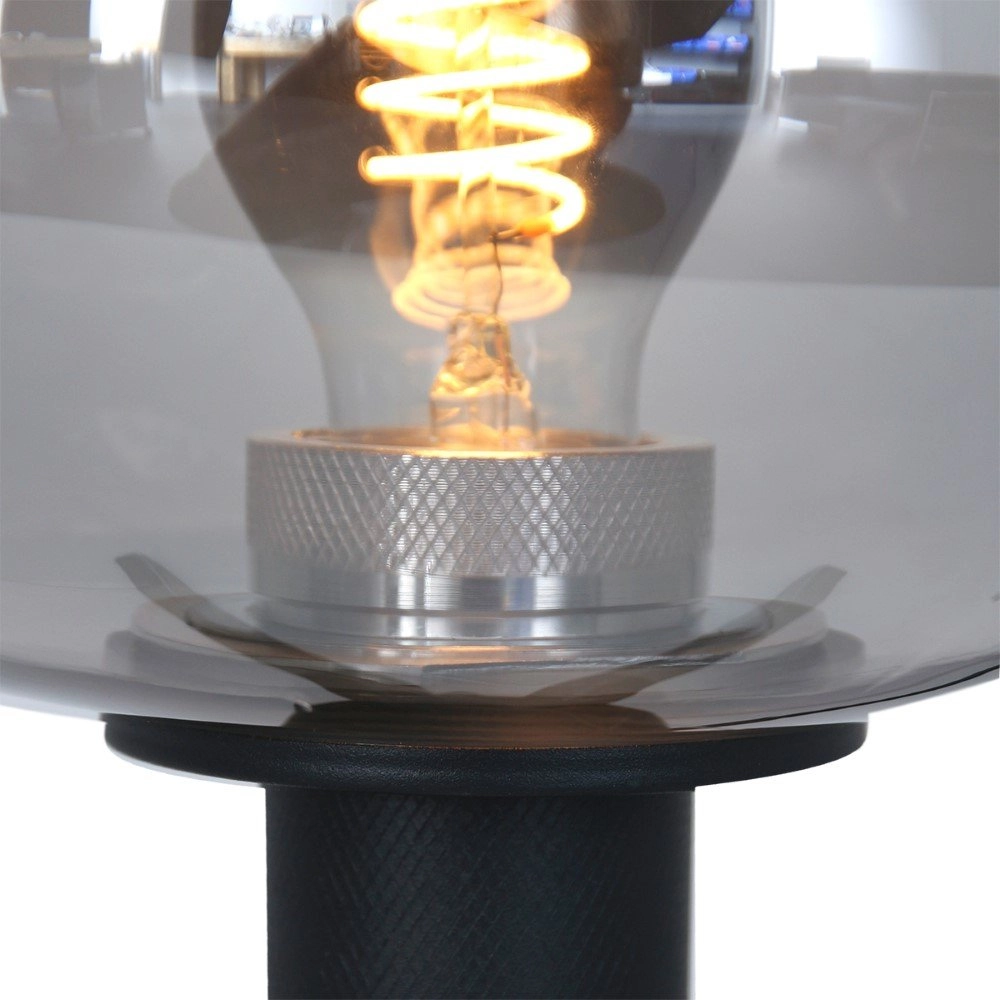 Glastischlampe Reflexion 22cm schwarz mit Rauchglas Steinhauer 8712746132601