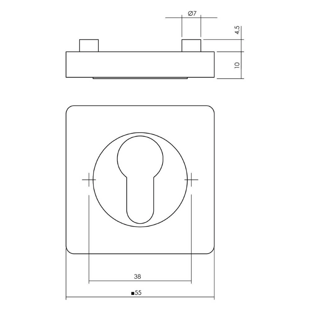 Zylinder-Rosette Tira quadratisch weiß Intersteel 8714186582404