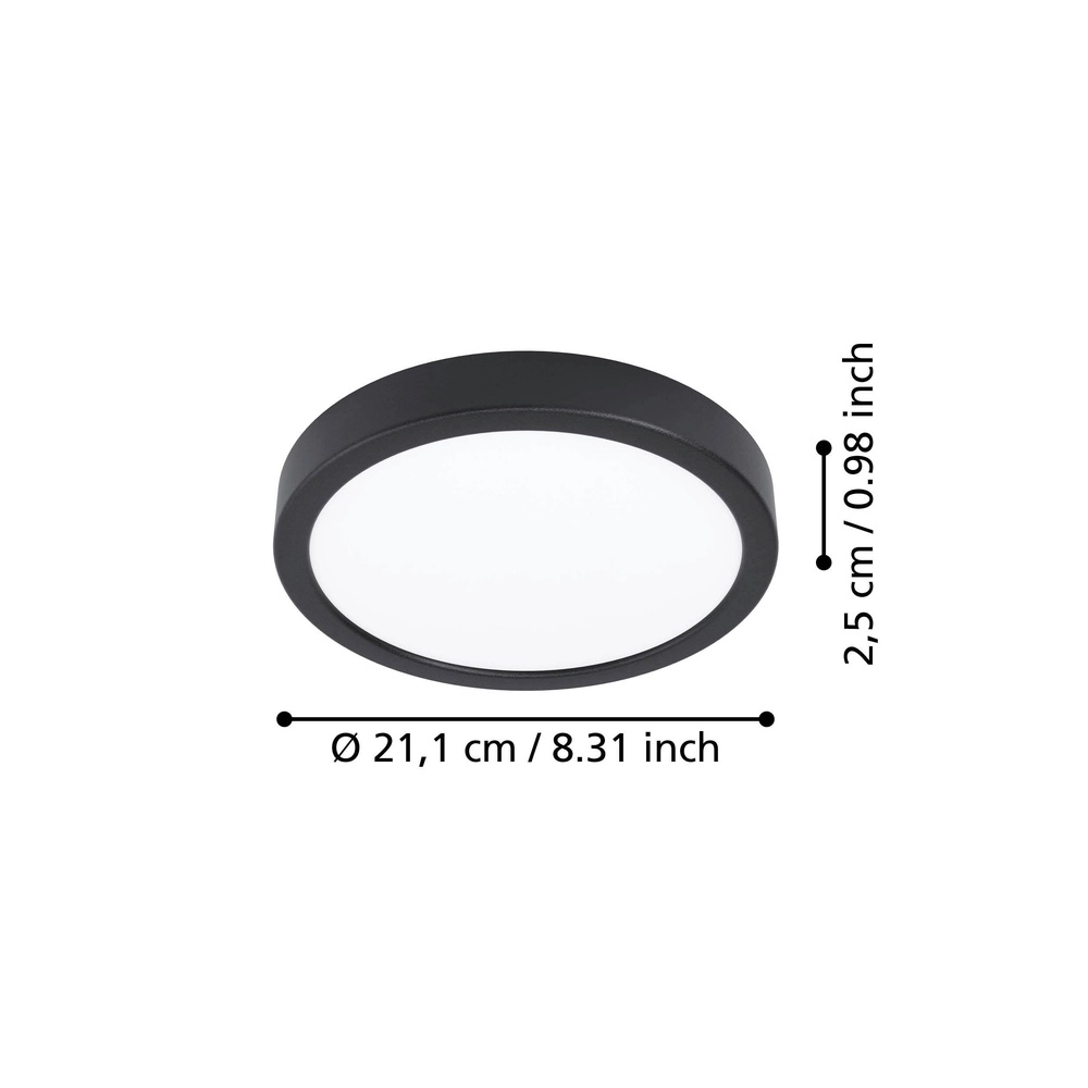 LED-Deckenlicht Fueva 6 rund – schwarz – Ø 21,1 cm Eglo 9008606330072