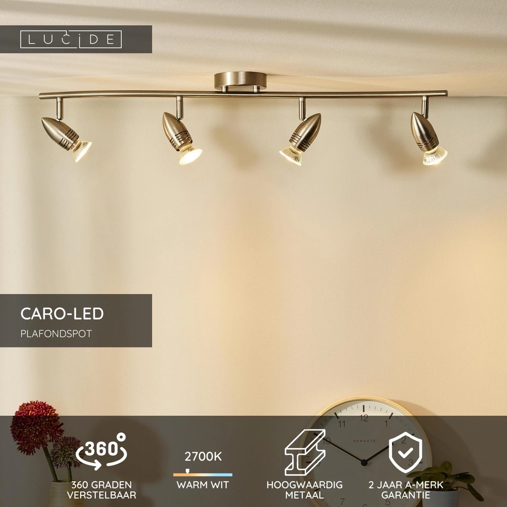 Deckenscheinwerfer Caro-Led 4-Licht mattes Chrom Lucide 5411212133458