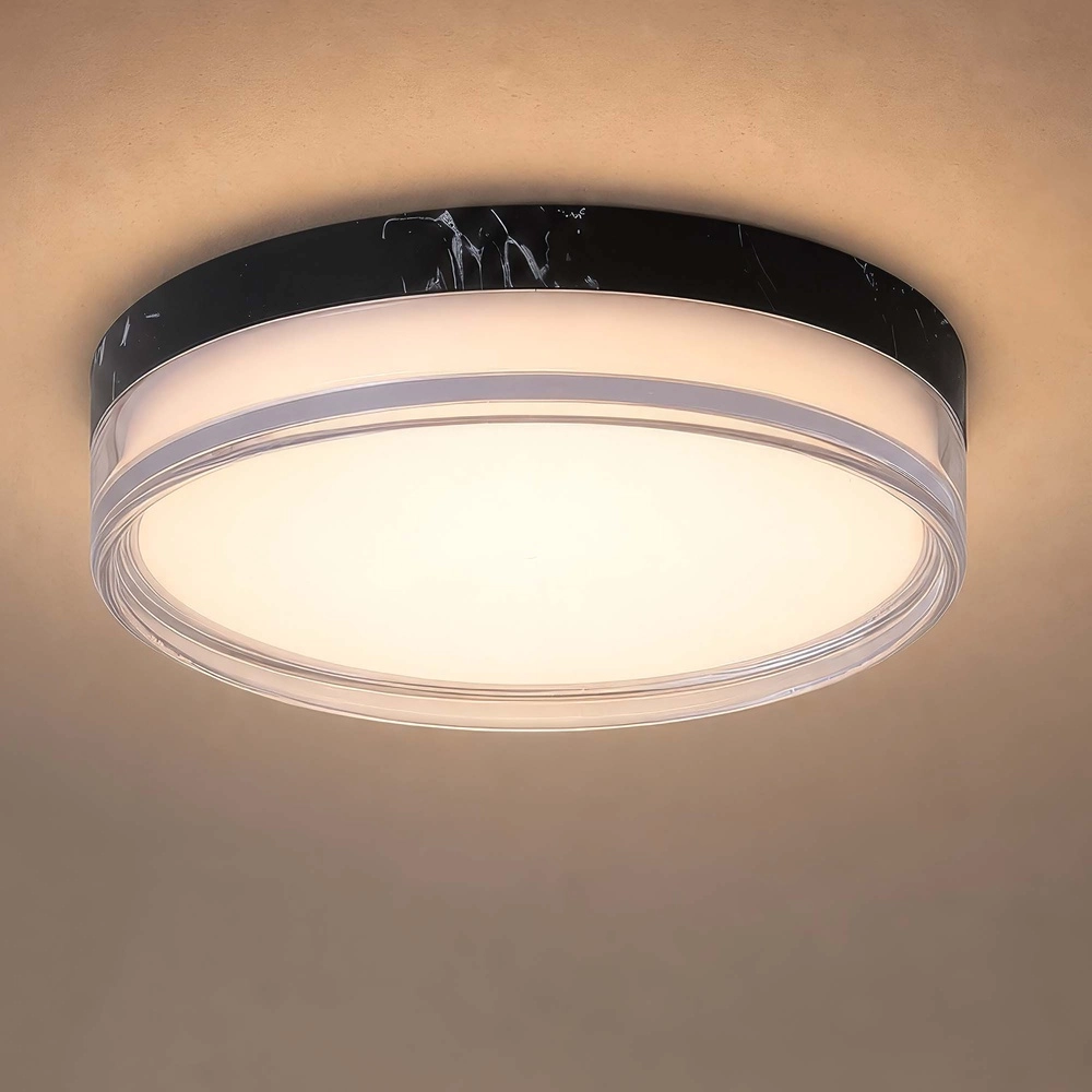 Deckenlampe Button Ø 30 cm schwarzer Marmor Searchlight 5,05342E+12