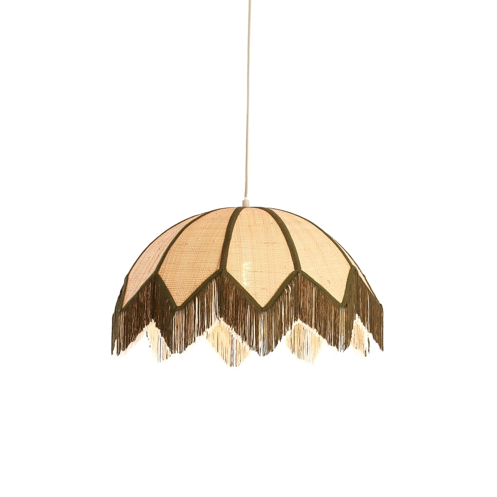 Ø 55cm Pendellampe Sulina Raffia mit Grün Light & Living 8717807762414