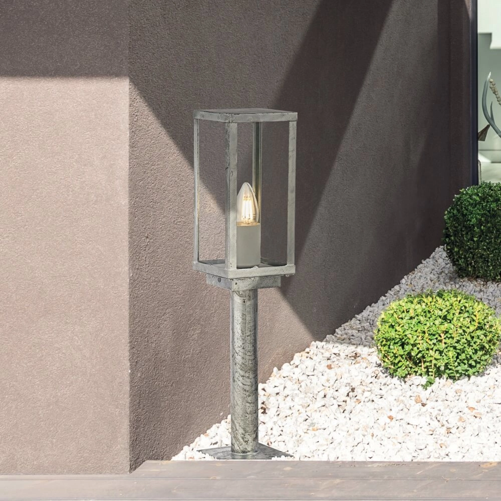 Antike silberne Terrassenlampe Box II 50cm Searchlight 5053423228051