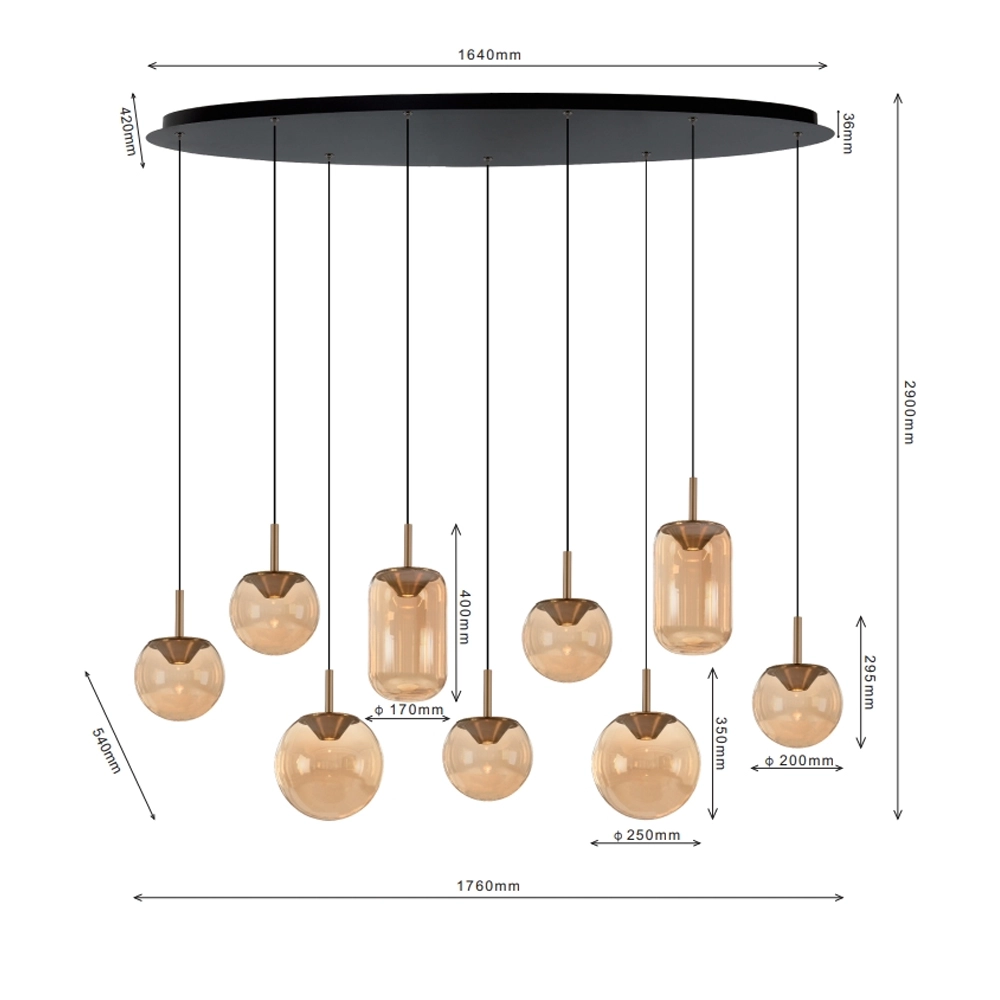 Essaal-Pendellampe Yvonne 9-Licht ETH 8720195311634