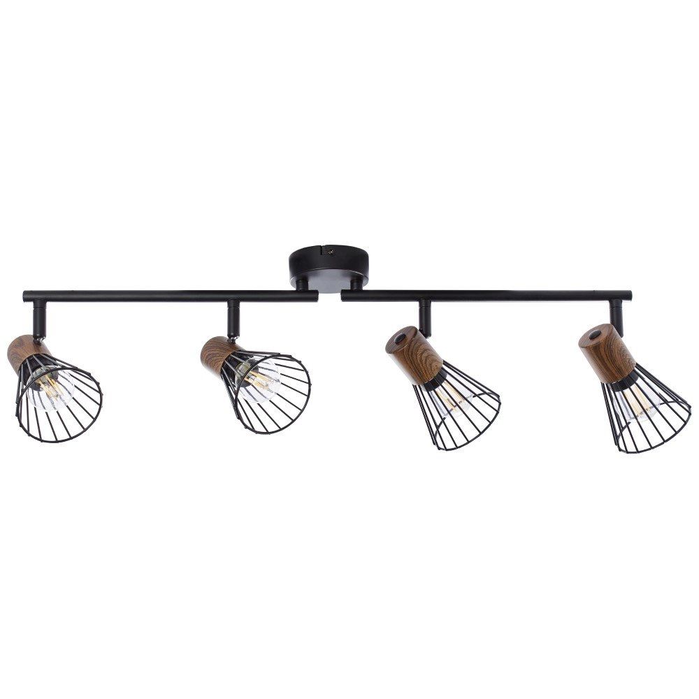 Deckenleuchte Manama 4 Lichtschwarz mit Holzbraun Brilliant 4004353326547