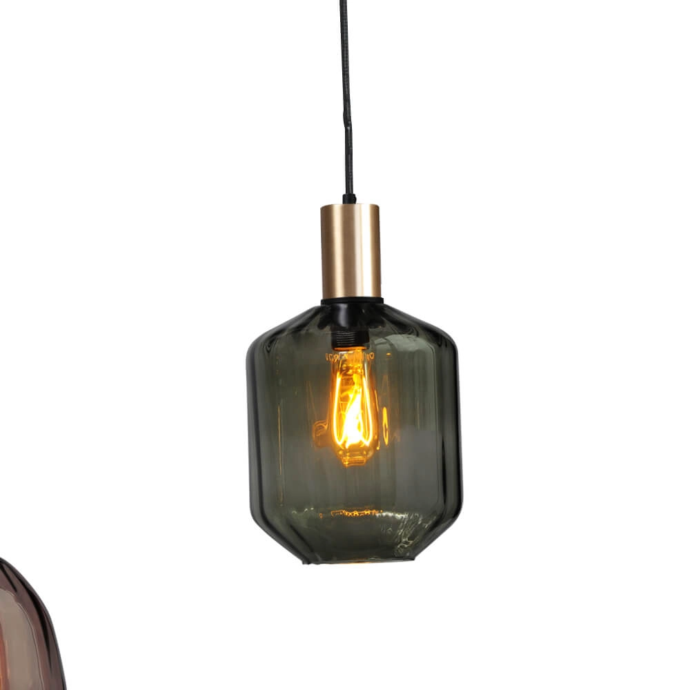 6-flammige Hängelampe - Gold - Porto mit verschiedenen Gläsern Masterlight 8718121270661