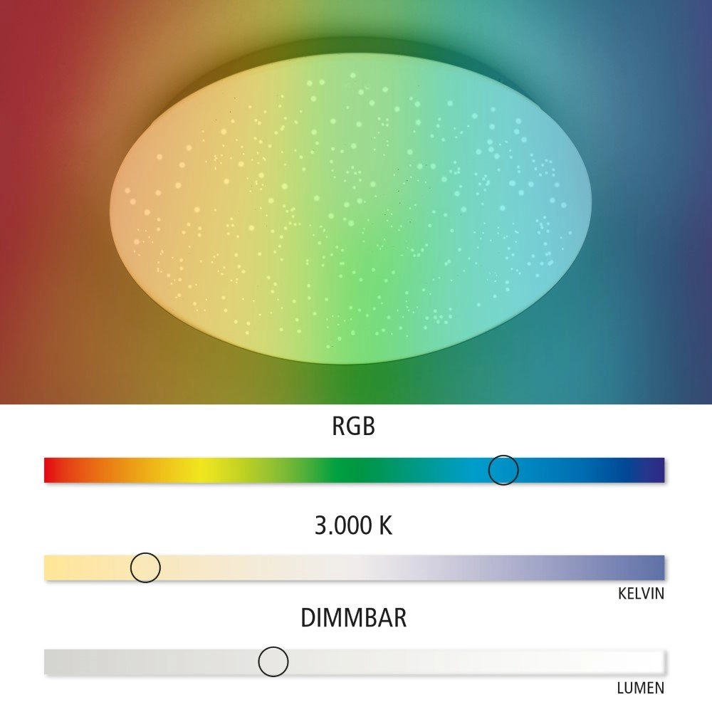 Verstellbare Deckenleuchte Skyler RGB 25cm mit Sterneffekt Just Light 4043689928889