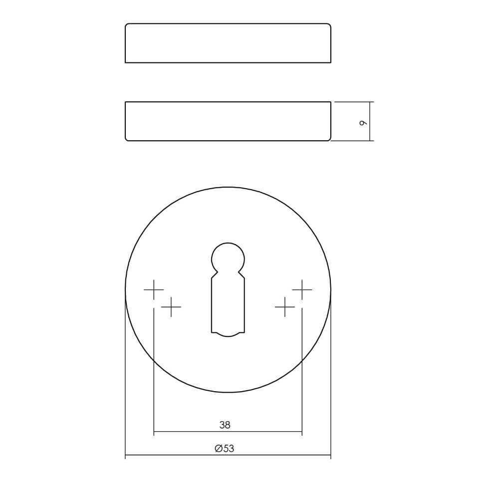 Set mit 2 Schlüsselrosetten Tira rund Messing getrommelt Ø 53mm Intersteel 8714186696781