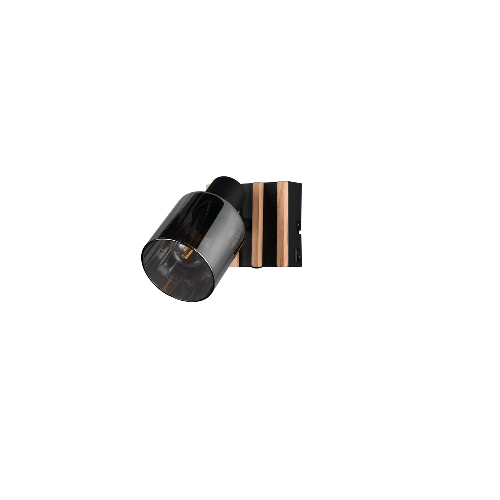 Wandlampe Travia Schwarz mit Holz Trio 4017807682588