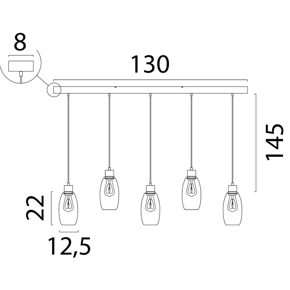 Glas-Pendellampe Olive 5x Ø 12,5 cm – Kakao Masterlight 8718121397726