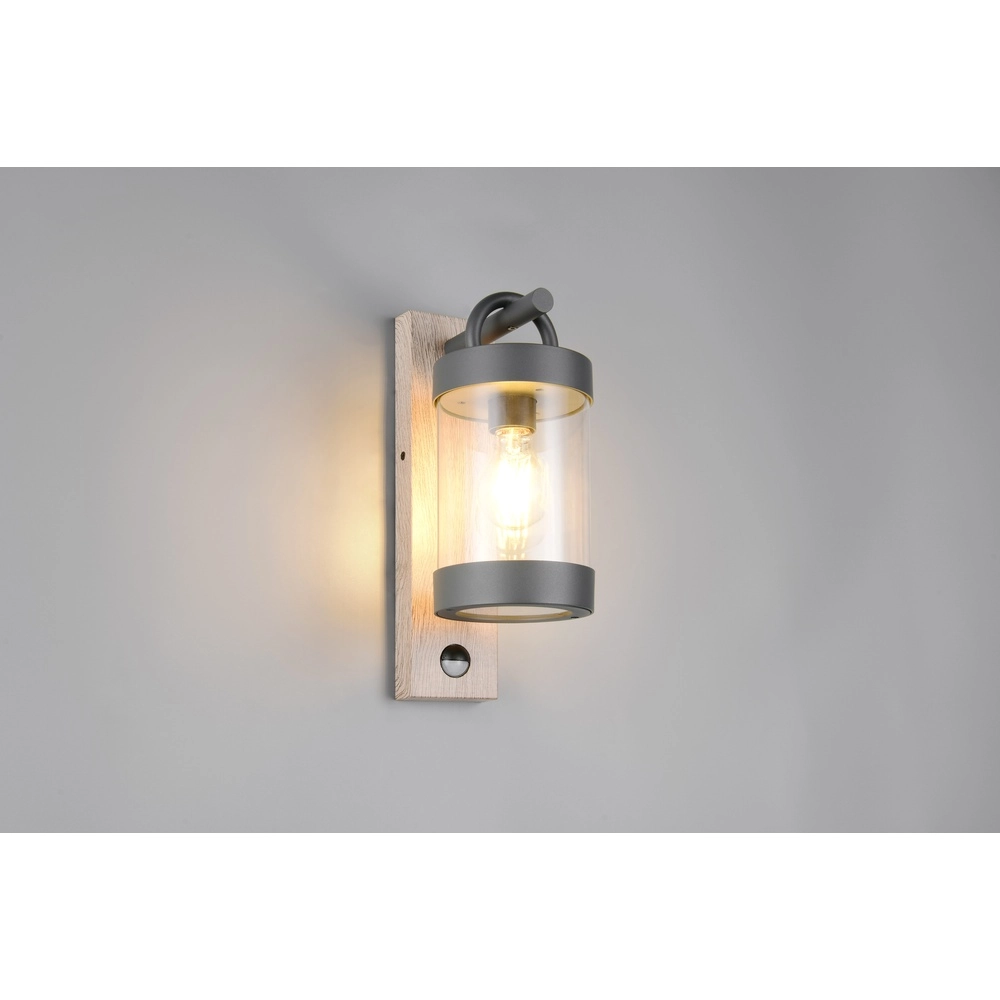 Wandleuchte Sambesi Grau mit Holz und Sensor Trio 4017807647600