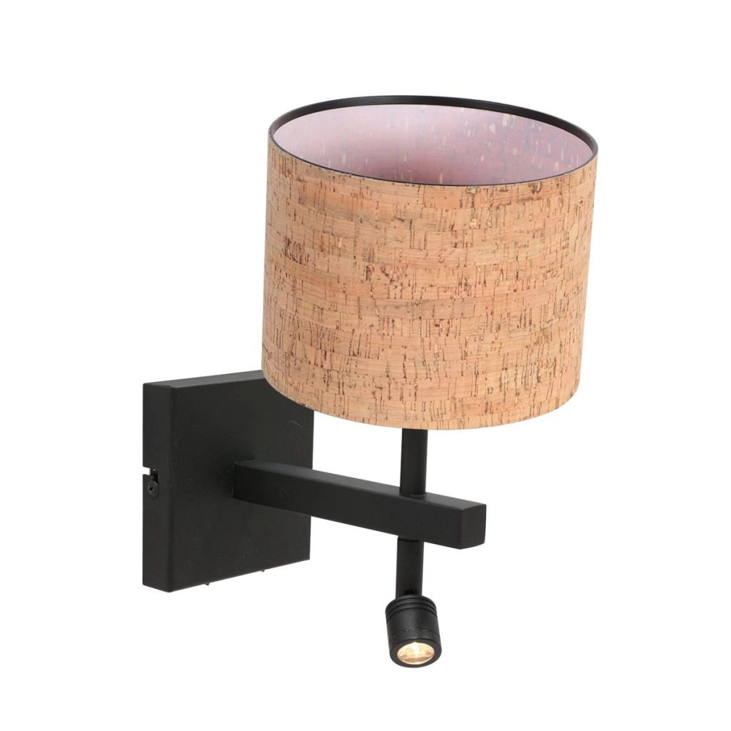 Schwarze Nachttischlampe Stang mit Korkkappe Ø20 cm