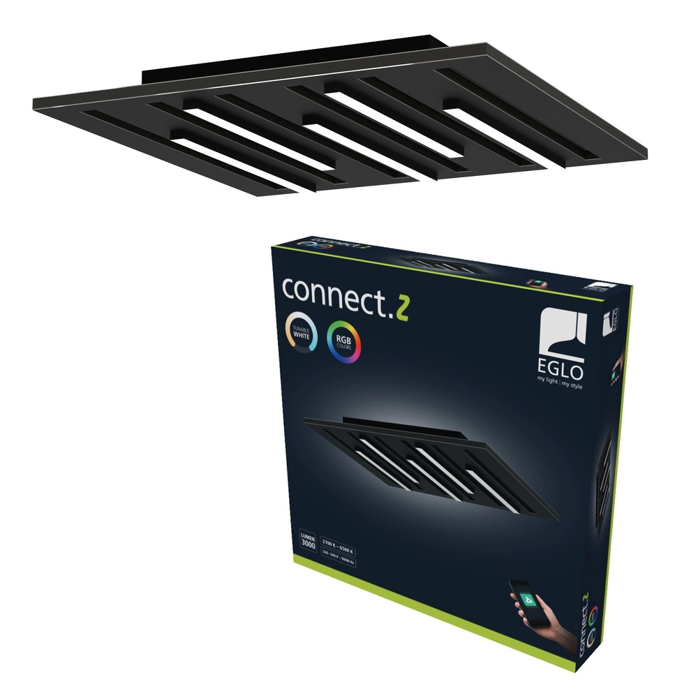 Intelligente Deckenbeleuchtung Pitrignani-Z Quadrat 38 x 38 cm Schwarz Eglo 9008606390526