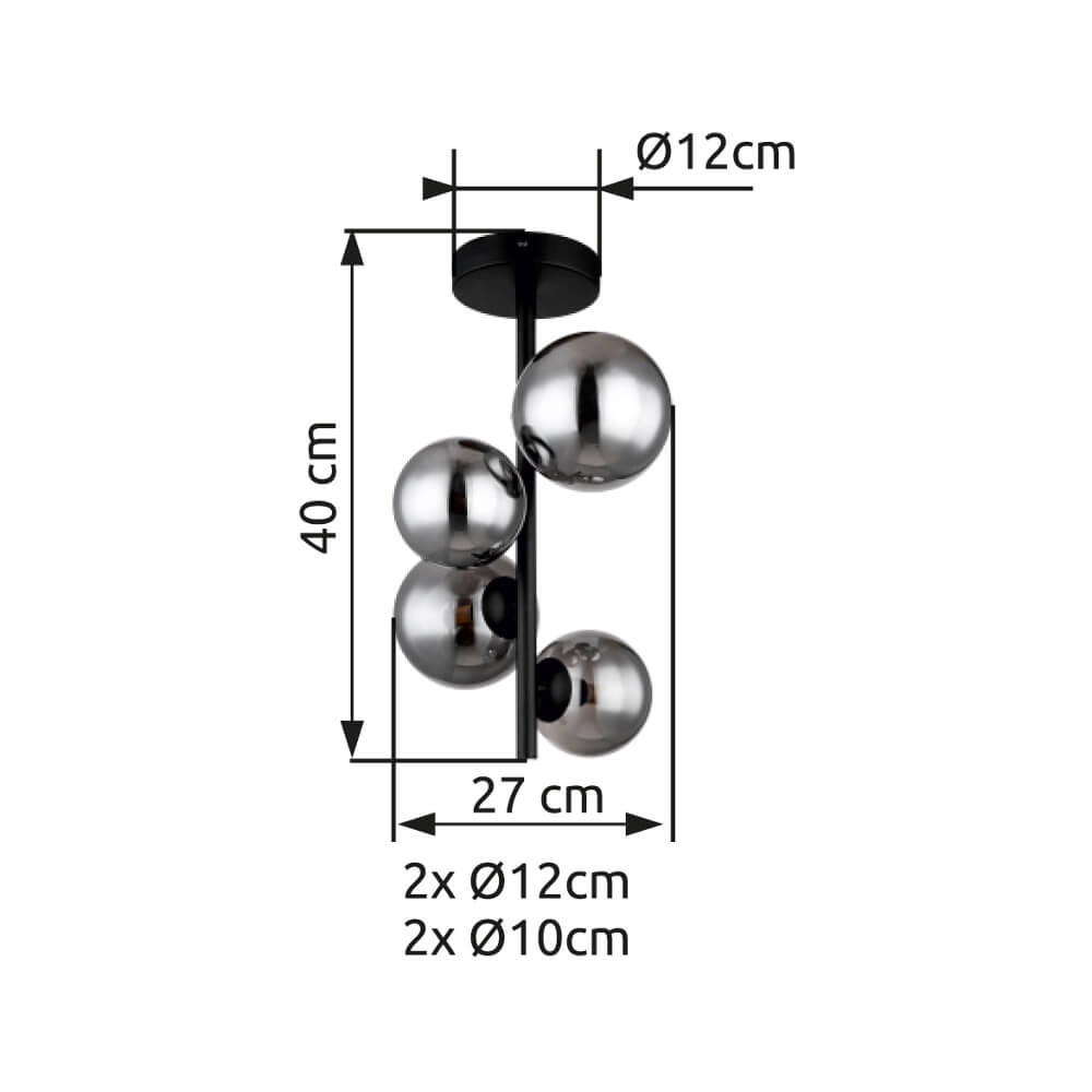 Schwarze Deckenleuchte Riha 4-flammig Globo 9007371434244