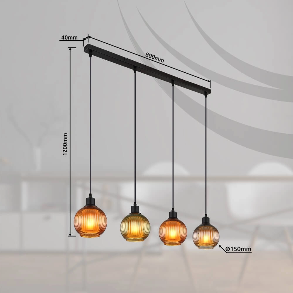 Pendelleuchte Zumba Farbiges Glas 4-flammig Globo 9007371452828