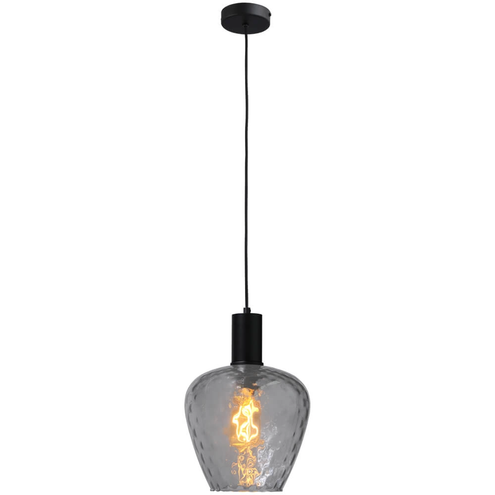 Hängelampe schwarz Porto mit Diamantrauchglas - Ø 21cm Masterlight 8718121269306