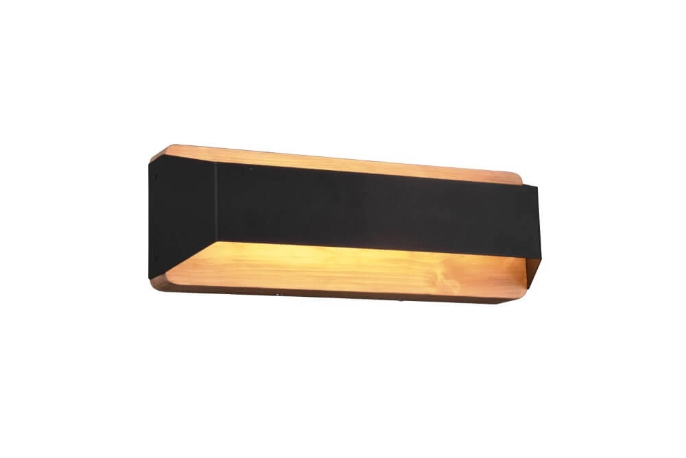 Wandlampe Arino 35 cm schwarz mit Holzbraun Trio 4017807502787