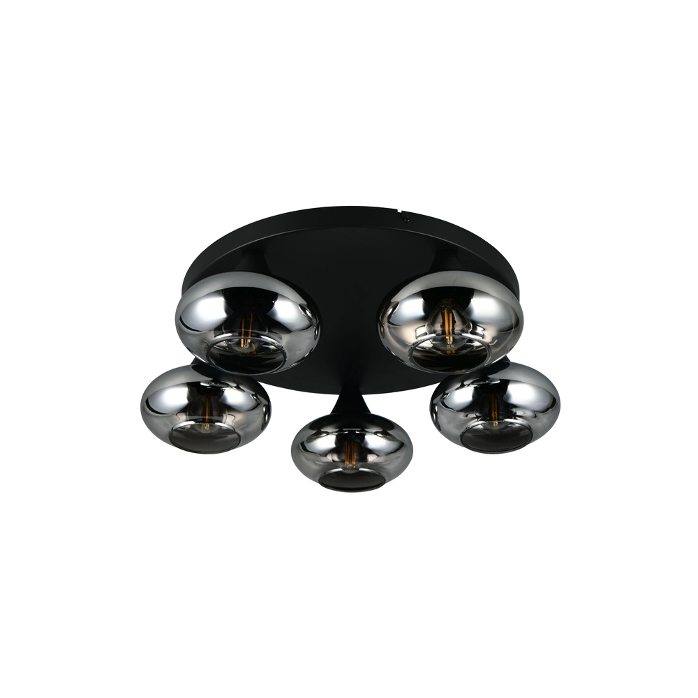 Deckenlampe Divina 5-flammig schwarz mit Rauchglas Trio 4017807667462