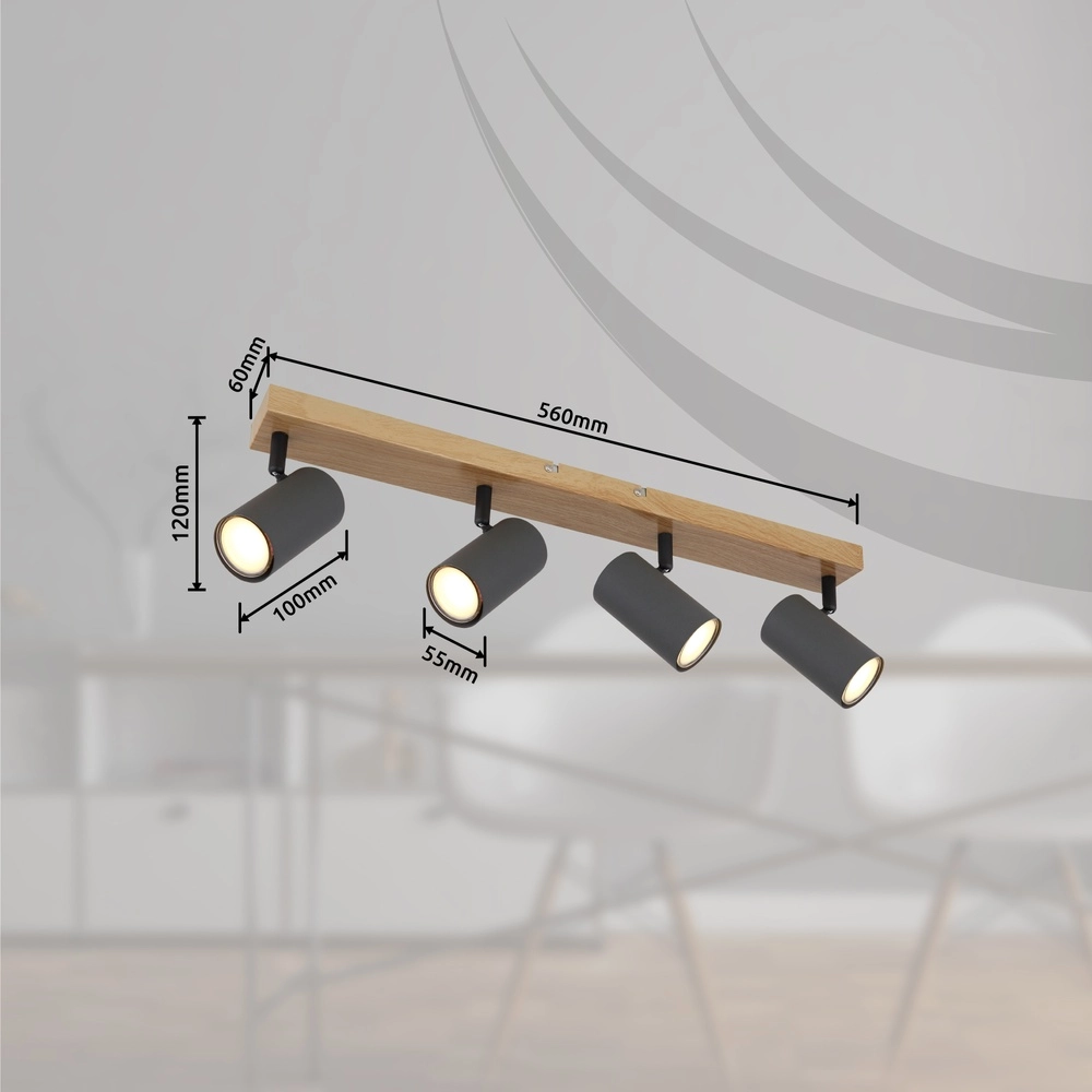 Deckenlampe 4-Licht Robby Holz Globo 9007371439539