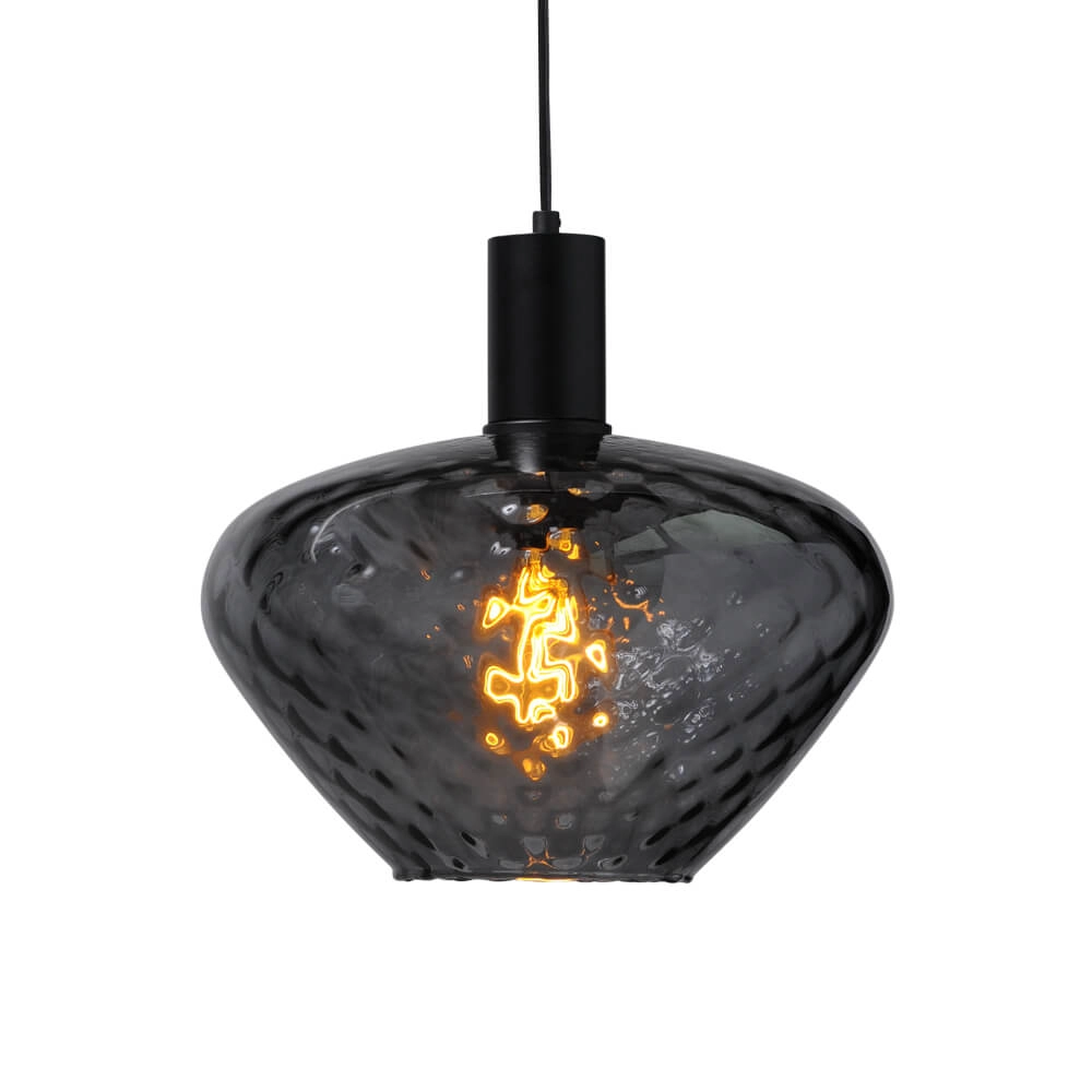 Hängelampe schwarz Porto mit Blütenrauchglas - Ø 30cm Masterlight 8718121269320