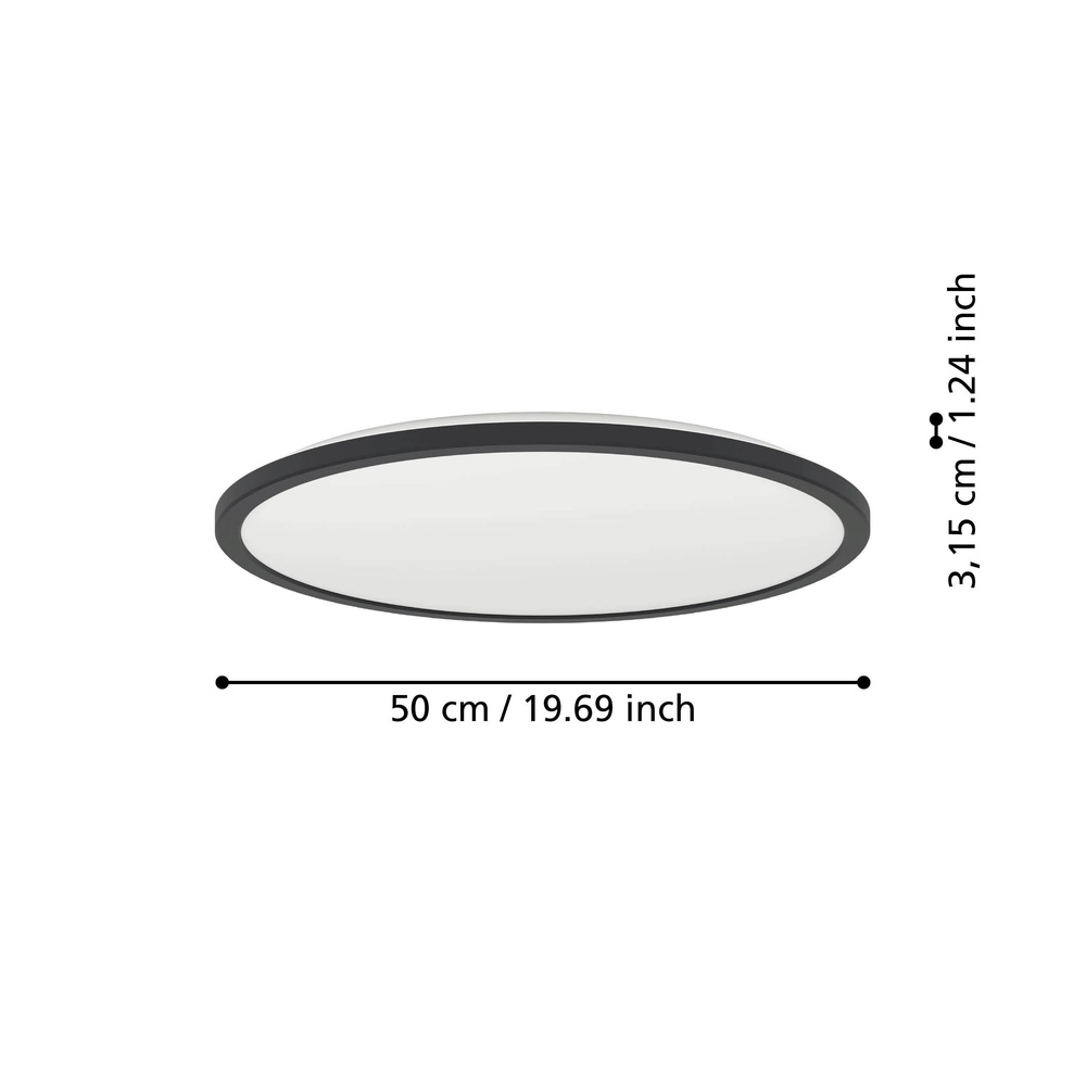 Deckenlampe im Badezimmer Rovito Zigbee – schwarz – Ø 50 cm Eglo 9008606329861