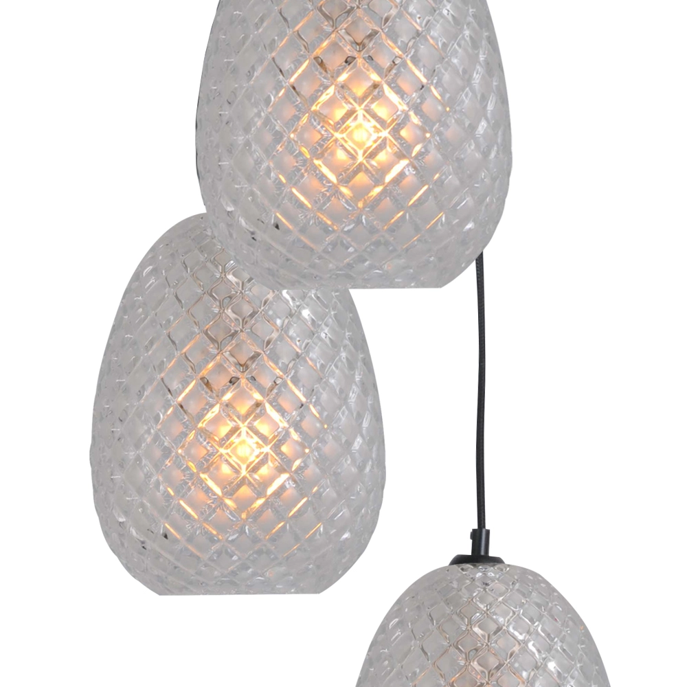 Schwarze Hängelampe Pineapple 6 Lichter mit klarem Glas Masterlight 8718121216881