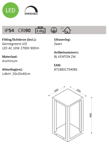 LED Terrassenbeleuchtung Kenton LED Artdelight 8719831734085
