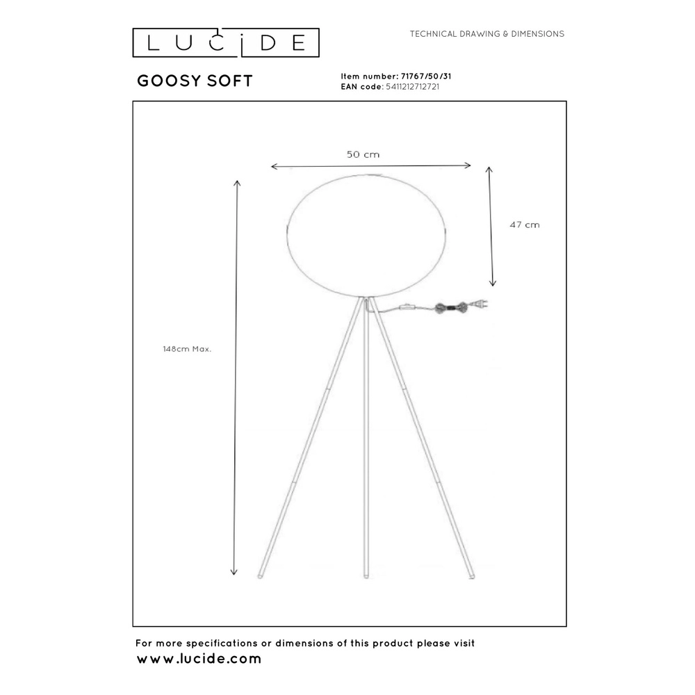 Stehlampe Goosy Soft Ø 50 cm weiß Lucide 5411212712721