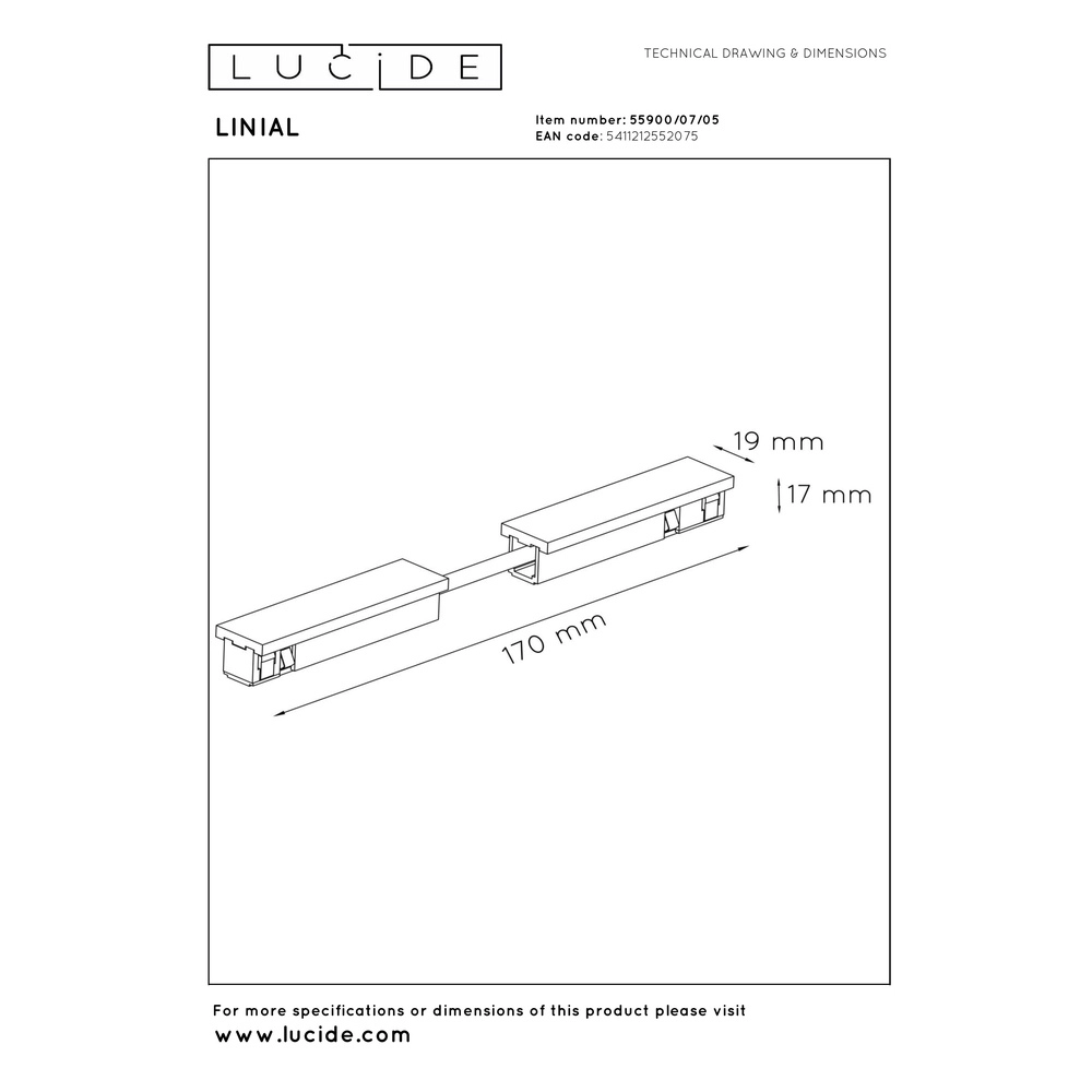 Flexible Kupplung einphasig Linial Champagner Premium by Lucide 5411212552075