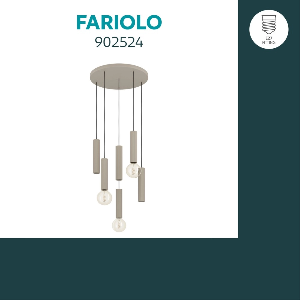 Design-Pendellampe Fariolo sandbraun 6-hell Ø 48 cm Eglo 9008606391653