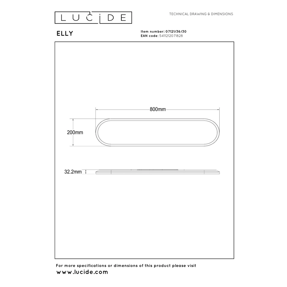 Ovales Deckenlicht Elly schwarzer 36W Lucide 5411212071828