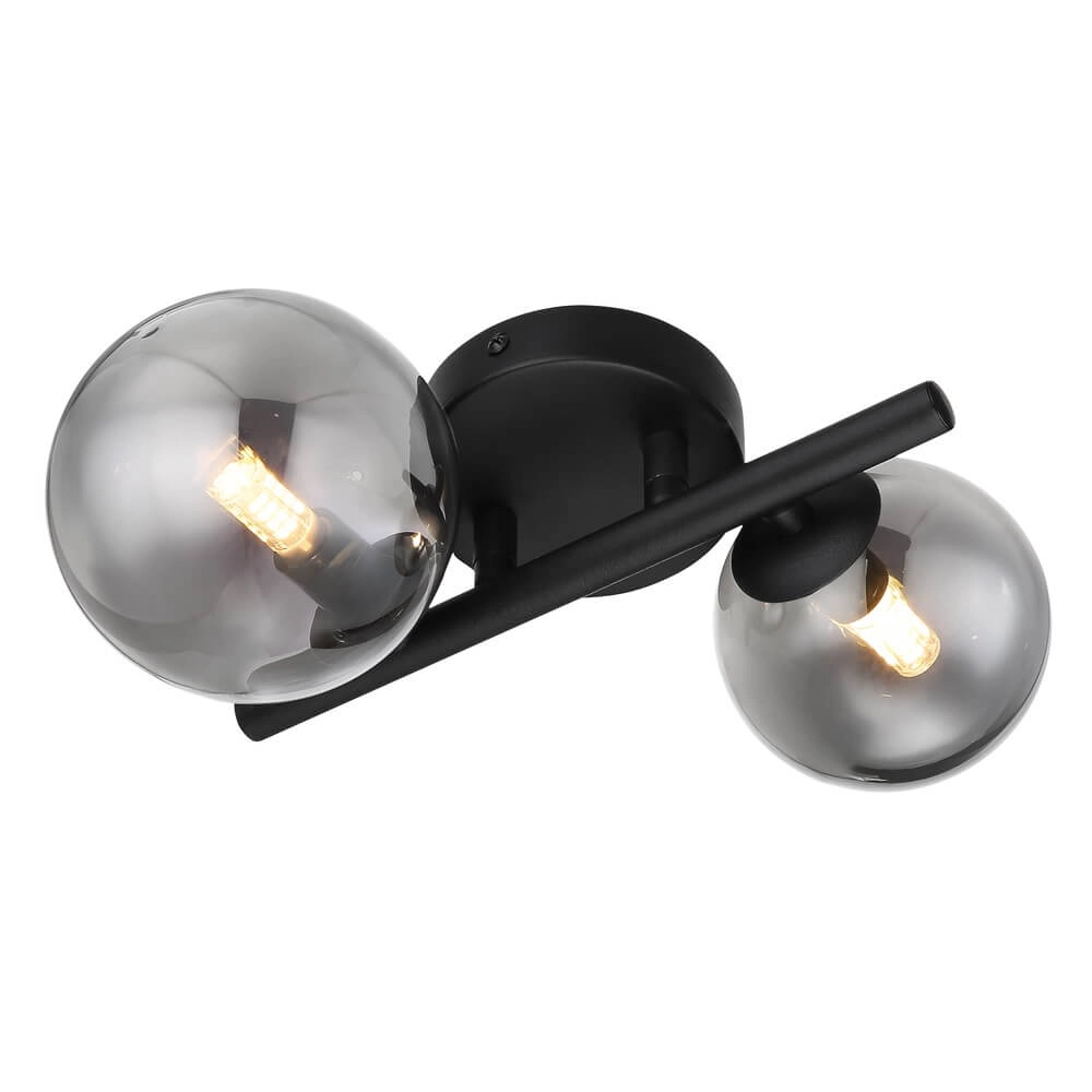 Schwarze Wandleuchte Riha 2-flammig Globo 9007371434237